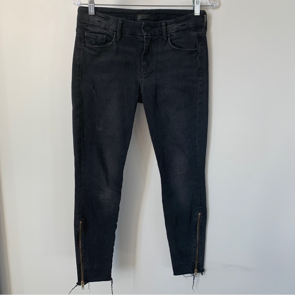 Mother‎ Looker Zip Fray Light Black Jeans Size 27